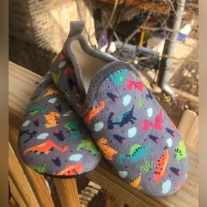 Boys 13T Grey Dinosaur Slippers